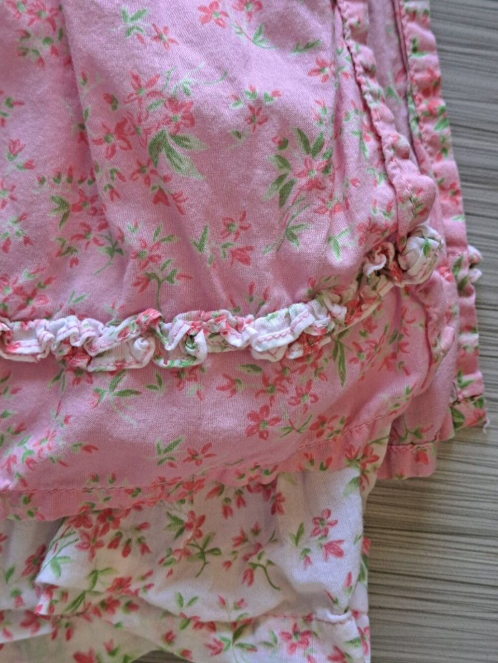 Corneloki Pink Floral Toddler Dress Ruffle Trim Button Size 2 Cotton Cottage - Picture 6 of 11